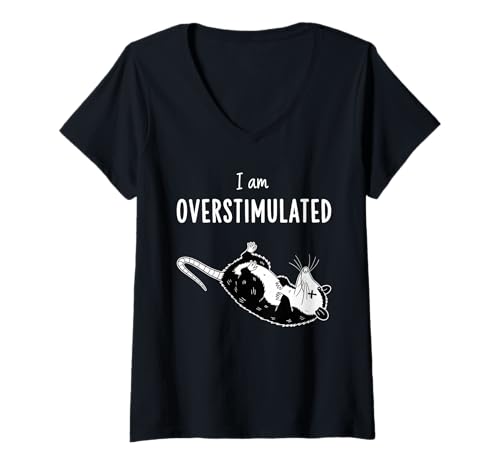 Damen Überreizt Opossum Lustig Niedlicher Tier Spruch T-Shirt mit V-Ausschnitt Damen Überreizt Opossum Lustig Niedlicher Tier Spruch T-Shirt mit V-Ausschnitt von Overstimulated Possum And Animal Humor