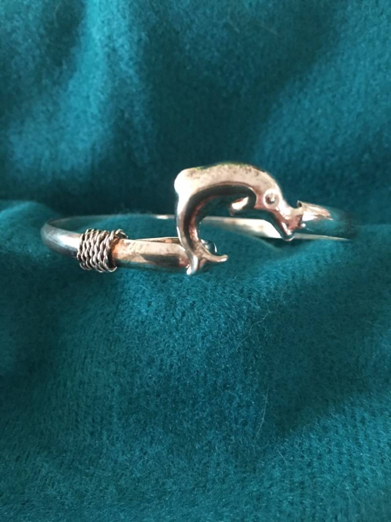 S925 Sterling Silber Delphin Manschette Armband von OvertheMoonHighFinds
