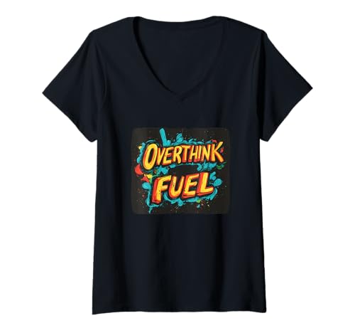 Damen Overthink Fuel Statement Kostüm T-Shirt mit V-Ausschnitt Damen Overthink Fuel Statement Kostüm T-Shirt mit V-Ausschnitt von Overthink Outfit