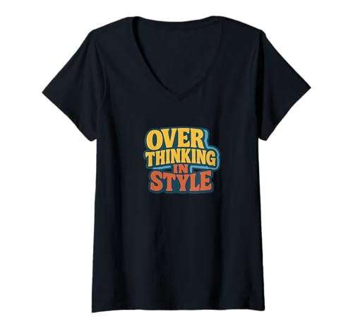 Damen Zertifizierter Überdenker, Grafik für ängstliche Gehirne mit Humor T-Shirt mit V-Ausschnitt Damen Zertifizierter Überdenker, Grafik für ängstliche Gehirne mit Humor T-Shirt mit V-Ausschnitt von Overthinker Inspired