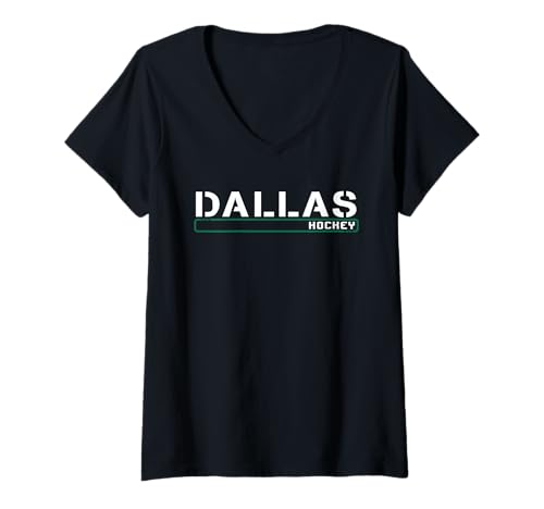Damen Dallas Hockey | Fanausrüstung für Training außerhalb des Eislaufs T-Shirt mit V-Ausschnitt Damen Dallas Hockey | Fanausrüstung für Training außerhalb des Eislaufs T-Shirt mit V-Ausschnitt von Overtime Hockey Tees