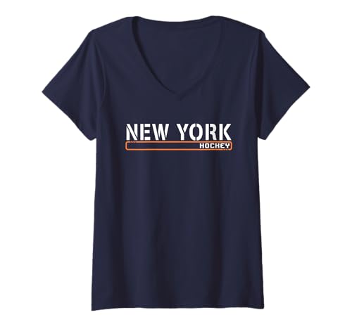 Damen New York Hockey | Fanausrüstung für Training außerhalb des Eislaufs T-Shirt mit V-Ausschnitt Damen New York Hockey | Fanausrüstung für Training außerhalb des Eislaufs T-Shirt mit V-Ausschnitt von Overtime Hockey Tees