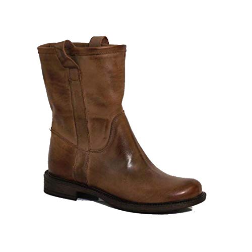 Ovye by Cristina Lucchi echt Leder Stiefel Stiefeletten Schuhe Ankle Boots Biker Cowboy Hand Made in Italy (36, Taupe) von Ovye by Cristina Lucchi