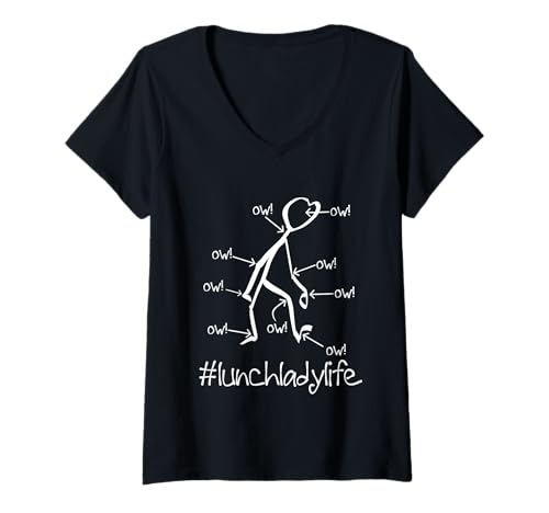 Damen Lunch Lady Life Ow Ow Ow Charakter Funny Cafeteria Staff T-Shirt mit V-Ausschnitt Damen Lunch Lady Life Ow Ow Ow Charakter Funny Cafeteria Staff T-Shirt mit V-Ausschnitt von Ow Ow Ow Character Funny Lunch Lady Life