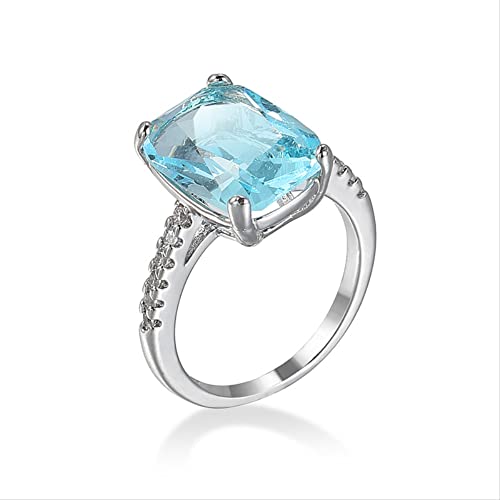 Aquamarin Ring Edelsteine Natur für Schmuck Silber Ring Blautopas Ring 925 Sterling Silber Ringe für Frauen Verlobung von OwKay