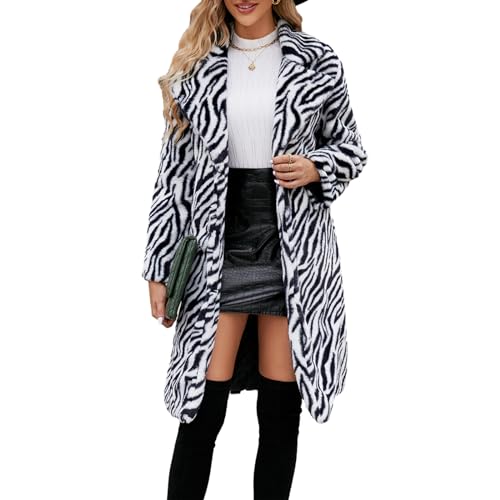 Damen Leopard Kunstpelz Mantel Langarm Revers Fleece Lange Outwear Fuzzy Jacke Kunstpelz Flauschige Strickjacke Overcoat, Schwarz , 46 Damen Leopard Kunstpelz Mantel Langarm Revers Fleece Lange Outwear Fuzzy Jacke Kunstpelz Flauschige Strickjacke Overcoat, Schwarz , 46 von Owegvia