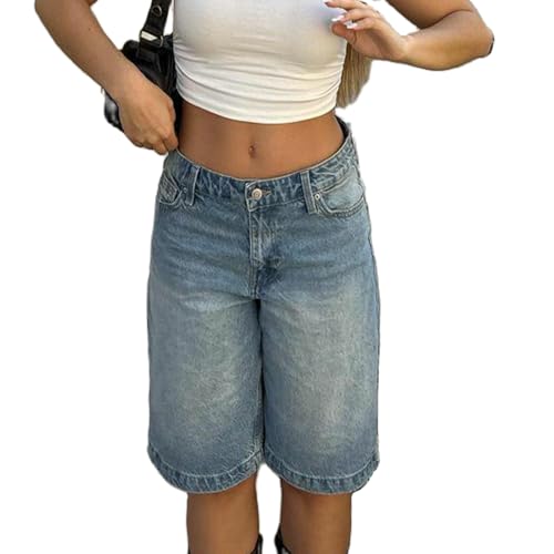 Owegvia Jorts Y2k knielange Denim-Shorts für Damen, hohe Taille, Baggy-Jeans-Shorts, Bermuda-Shorts, gerades Bein, Schreiner-Shorts, Aa-Blau, XS Owegvia Jorts Y2k knielange Denim-Shorts für Damen, hohe Taille, Baggy-Jeans-Shorts, Bermuda-Shorts, gerades Bein, Schreiner-Shorts, Aa-Blau, XS von Owegvia