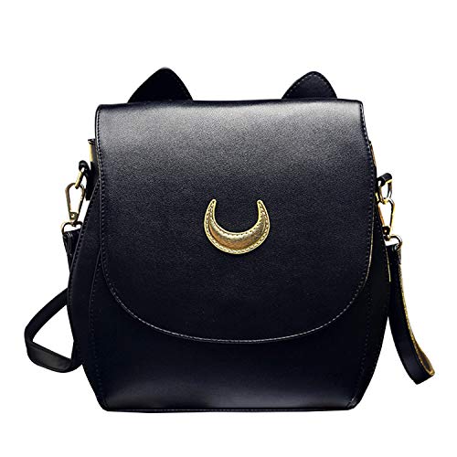 Oweisong Damen Moon Sailor börsen und Handtaschen Cute Cat Anime Rucksack Mode Funkelnde Satchel Tote Schultertasche, Schwarz (schwarz), EinheitsgröÃŸe von Oweisong