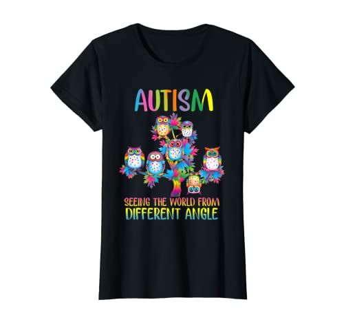 Damen Eule Autismus sieht die Welt aus verschiedenen Blickwinkeln T-Shirt Damen Eule Autismus sieht die Welt aus verschiedenen Blickwinkeln T-Shirt von Owl Autism Seeing The World From Different Angle