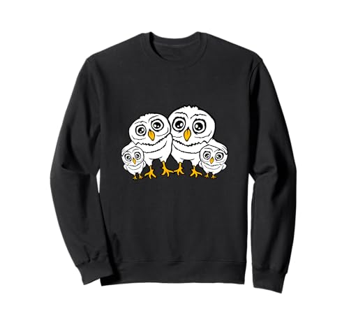 4 Eulen Papa Mama Kind Baby Familie Mutter Vater Vier Eule Liebe Sweatshirt von Owl Bird Animal Owls Lover Funny Comic Cartoons