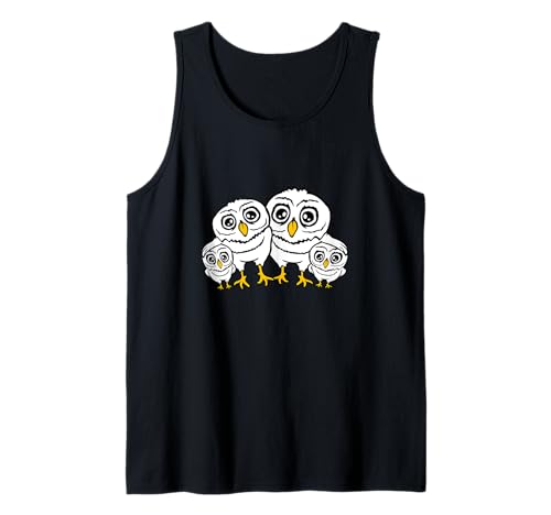 4 Eulen Papa Mama Kind Baby Familie Mutter Vater Vier Eule Liebe Tank Top von Owl Bird Animal Owls Lover Funny Comic Cartoons