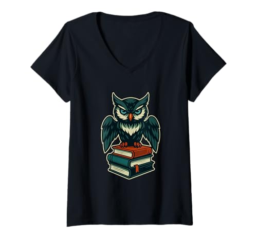 Damen Eule liest Bücher, Weisheit, lustige Nerd-Humor-Grafik T-Shirt mit V-Ausschnitt Damen Eule liest Bücher, Weisheit, lustige Nerd-Humor-Grafik T-Shirt mit V-Ausschnitt von Owl Books Reading Humor Funny Wisdom Lifestyle