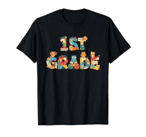 Lustige Eule, erste Klasse, Schulanfang, Kinder, Jungen, Mädchen T-Shirt Lustige Eule, erste Klasse, Schulanfang, Kinder, Jungen, Mädchen T-Shirt von Owl Lovers First Day of School 1st Grade Outfits