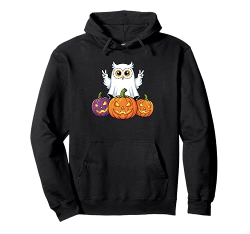 Lustige Eule Geist Kürbis Boo Halloween Kinder Herren Damen Pullover Hoodie von Owl Lovers Halloween Ghost Pumpkin Outfits