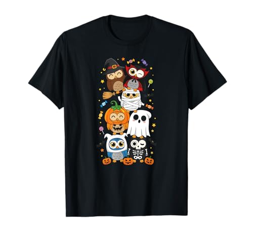 Lustige Eule Hexe Vampir Geist Halloween Kinder Herren Damen T-Shirt von Owl Lovers Halloween Skeleton Mummy Outfits