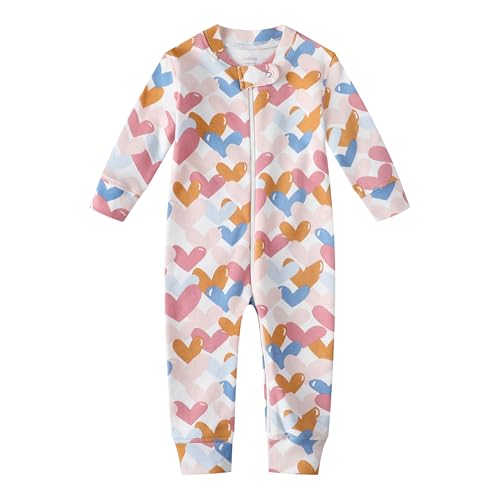 Owlivia Baby Schlafstrampler aus Bio Baumwolle, für Mädchen und Jungen, Langarm (Un cœur coloré, 12-18 Monate) von Owlivia