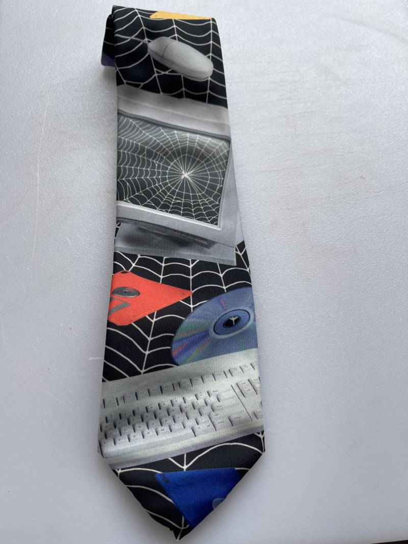 Vintage Designer Ralph Marlin Computer - The Web Necktie von OwlsofTime