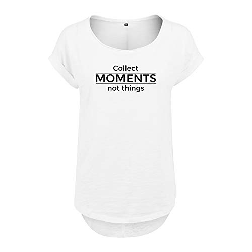 Collect Moments not Things Design Frauen T Shirt mit Spruch und modischem Motiv NEU Bedruckt Oberteil für Frauen XL Weis (B36-350-XL-Weiß) von OwnDesigner