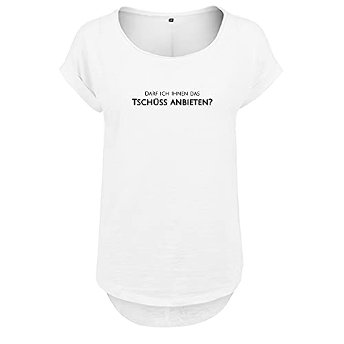 Darf ich Ihnen das Tschüss anbieten Design Damen Tshirt & Frauen T Shirt NEU mit Leichtem Ausschnitt für Top Style L Weis (B36-492-L-Weiß) von OwnDesigner