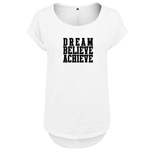 Dream Believe Achieve Design Frauen T Shirt mit Spruch und modischem Motiv NEU Bedruckt Oberteil für Frauen XL Weis (B36-343-XL-Weiß) von OwnDesigner
