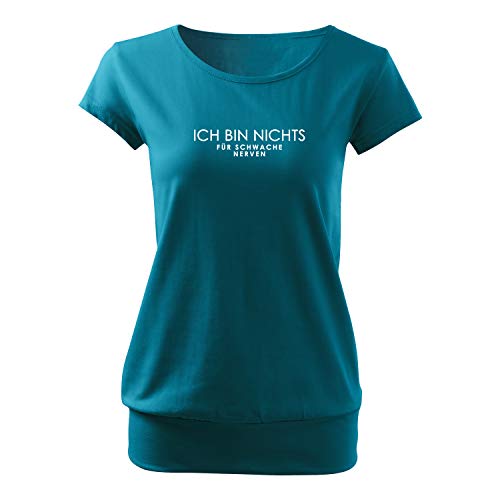Ich Bin Nichts für schwache Nerven Mädchen T-Shirt Bedruckt mit Sprüchen im Vintage Style (City-482-2XL-Türkis) von OwnDesigner