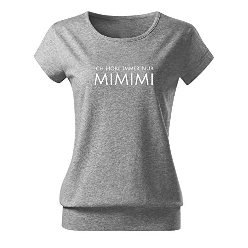 Ich höre Immer nur mimimi Damen Tshirt und Frauen Shirt mit Spruch und Motiv mit mit tollem Engen Schnitt (City-440-XS-Grau) von OwnDesigner