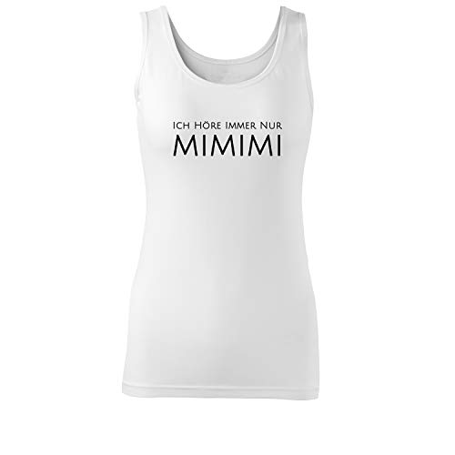 Ich höre Immer nur mimimi Ladies Fashion Shirt leichtes Basic Tanktop-mit Motiv (Top-440-2XL-Weiß) von OwnDesigner