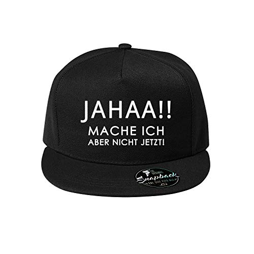 Jahaa Mache ich Aber Nicht jetzt Baumwolle Baseball Cap, Basecap - Unisex Cap, Sport, Reisen, Style - Baseball Cap, Mütze (Cap 480-Schwarz) von OwnDesigner