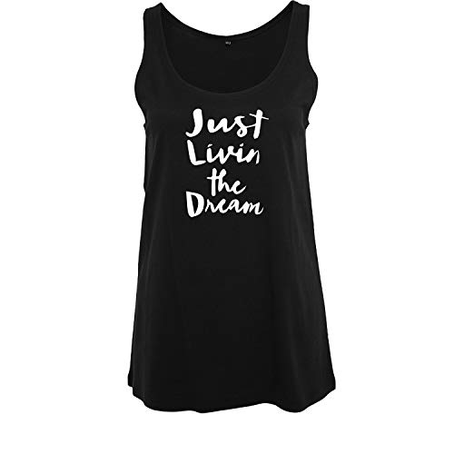 Just Livin The Dream Ladies Fashion Shirt Leichter Oversize Tanktop Sleeveless mit Motiv (B19-371-XL-Schwarz) von OwnDesigner