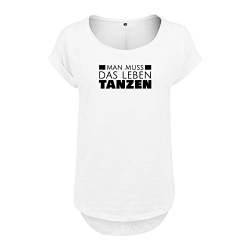 Man muss das Leben tanzen Design Cooles Frauen Tshirt mit Druck Short Sleeve NEU Top Sommer Freizeit Kurzarm S Weis (B36-466-S-Weiß) von OwnDesigner