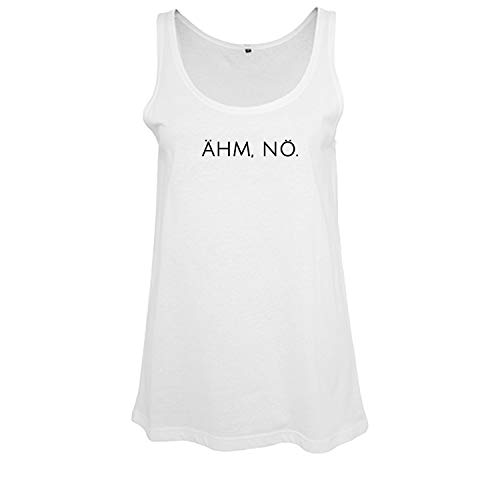 OwnDesigner Ähm nö Frauen Achselschnitt mit Spruch und modischem Motiv Bedruckt Oberteil für Ladies (B19-464-XL-Weiß) von OwnDesigner