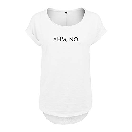OwnDesigner Ähm nö Frauen T Shirt mit Spruch handgefärtigt Oversize Shirt Rundhals Mädchen kurzärmlig M Weis (B36-464-M-Weiß) von OwnDesigner