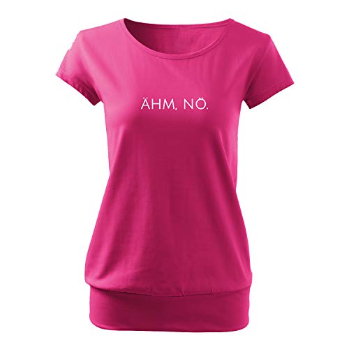 OwnDesigner Ähm nö Frauen T Shirt mit Spruch und modischem Motiv Bedruckt Oberteil für Ladies (City-464-XL-Pink) von OwnDesigner