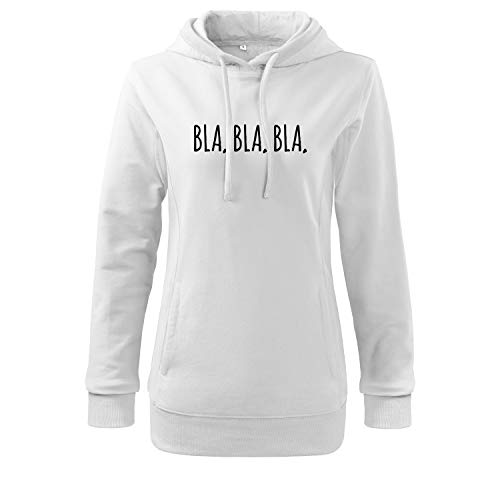 OwnDesigner Bla Bla Bla Hoodie Pullover mit Aufdruck Damen (408-483-XL-Weiß) von OwnDesigner