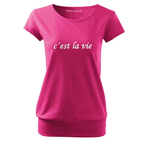 OwnDesigner Cést la Vie Damen Shirt mit Spruch lässig mit Motiv Bedruckt modisches Ladies Top-Sommer (City-3-2XL-Pink) von OwnDesigner