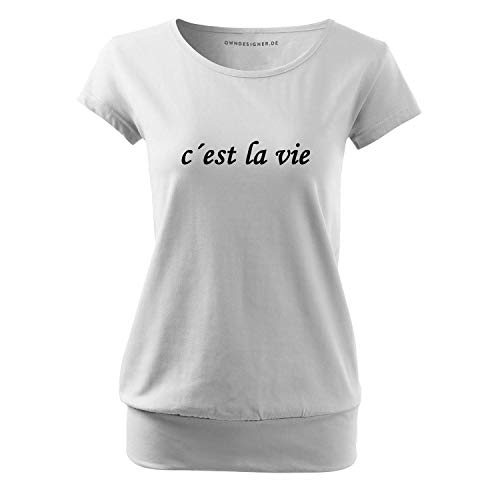 OwnDesigner Cést la Vie Modisches Damen Shirt mit Spruch Motiv Bedruckt Cést la Vie Ladies Top-Sommer (City-3-3XL-Weiß) von OwnDesigner