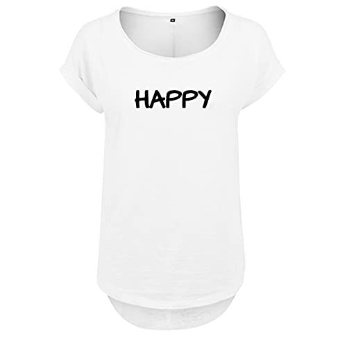 OwnDesigner Happy Design Cooles Frauen Tshirt mit Druck Short Sleeve NEU Top Sommer Freizeit Kurzarm S Weis (B36-341-S-Weiß) von OwnDesigner