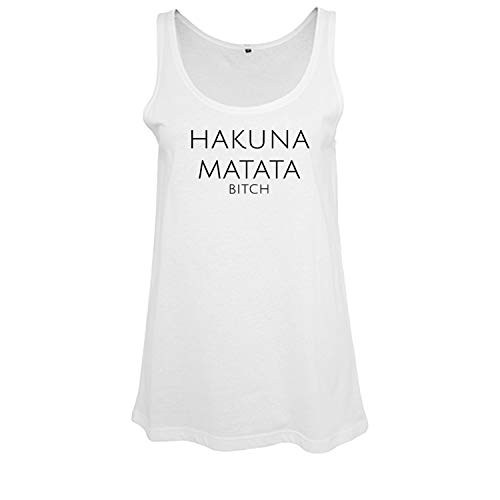 OwnDesigner Hakuna Matata Frauen Achselschnitt mit Spruch und modischem Motiv Bedruckt Oberteil für Ladies (B19-95-XL-Weiß) von OwnDesigner