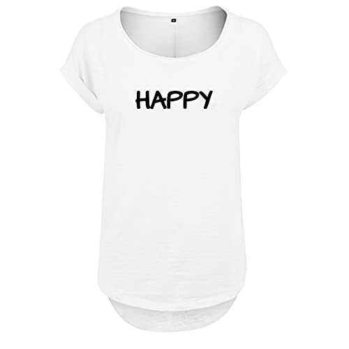 Happy Design Damen Tshirt & Frauen T Shirt NEU mit Leichtem Ausschnitt für Top Style L Weis (B36-341-L-Weiß) von OwnDesigner