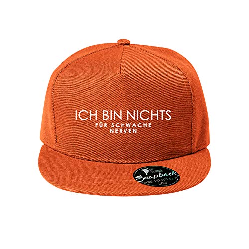 OwnDesigner Ich Bin Nichts für schwache Nerven Baseball Cap - Unisex Mütze, Cap für Herren und Damen, einfarbige Basecap, Snapback (Cap 482 Orange) von OwnDesigner
