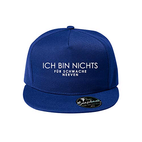 OwnDesigner Ich Bin Nichts für schwache Nerven Baseball Cap - Unisex Mütze, Cap für Herren und Damen, einfarbige Basecap (Cap 482 Blau) von OwnDesigner