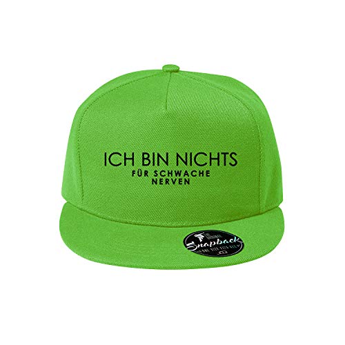 OwnDesigner Ich Bin Nichts für schwache Nerven Cap Reine Farbe Baseball Baseball Cap, Mütze (Cap 482 Neongrun) von OwnDesigner
