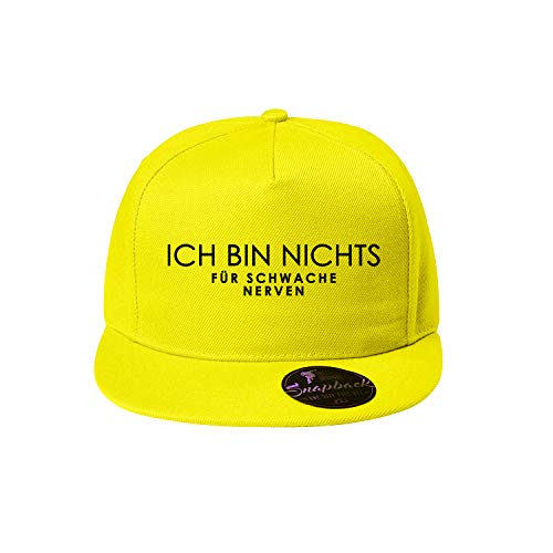 OwnDesigner Ich Bin Nichts für schwache Nerven Cap Unisex für Männer und Frauen - Baseball Cap mit Wunsch (Cap 482 Gelb) von OwnDesigner