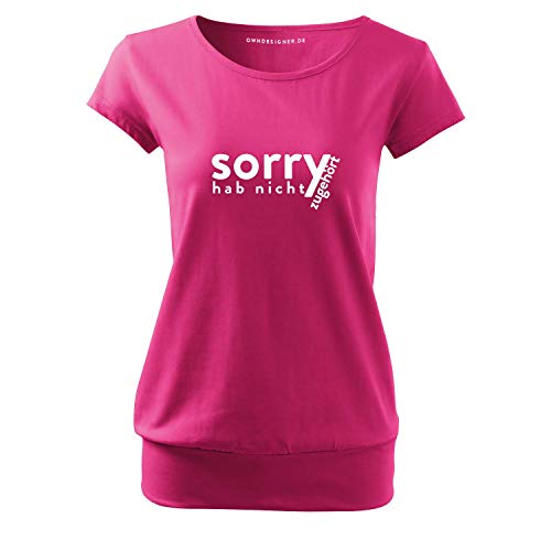 OwnDesigner Ich Bin nur zum pöbeln original Damenshirt Bedruckt mit Print und Motiv Lässig für Frauen Top-100% Baumwolle (City-401-XS-Pink) von OwnDesigner