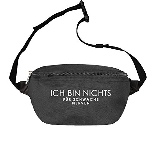 OwnDesigner Ich bin nichts für schwache nerven Bauchtasche mit Spruch Gürteltasche Aufdruck Umhängetasche Damen Herren Unisex Motiv (Bauch-482-Schwarz) von OwnDesigner