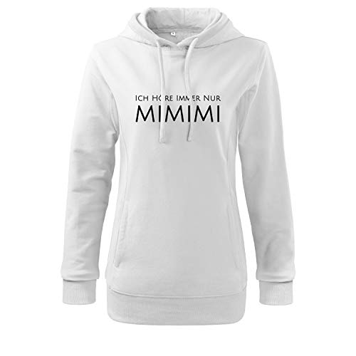 OwnDesigner Ich höre Immer nur Mimimi Damenpullover mit Spruch Bedruckt für Frauen (408-440-M-Weiß) von OwnDesigner