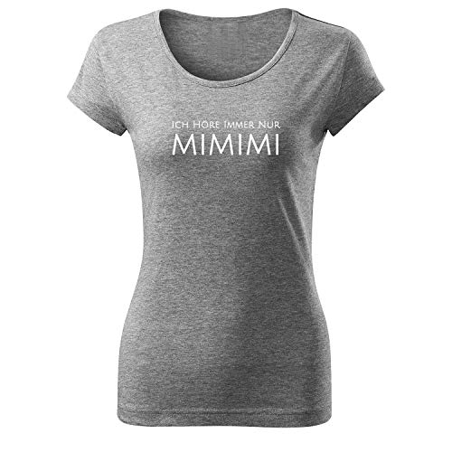 OwnDesigner Ich höre Immer nur mimimi Damen Shirt mit Spruch lässig mit Motiv Bedruckt modisches Ladies Top-Sommer (Pure-440-2XL-Grau) von OwnDesigner