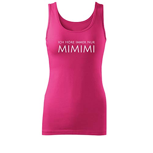 OwnDesigner Ich höre Immer nur mimimi Damen Sommer Rundhals Top-taillierter Tank mit Spruch (Top-440-M-Pink) von OwnDesigner