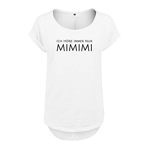 Ich höre Immer nur mimimi Design Frauen T Shirt mit Spruch und modischem Motiv NEU Bedruckt Oberteil für Frauen XL Weis (B36-440-XL-Weiß) von OwnDesigner