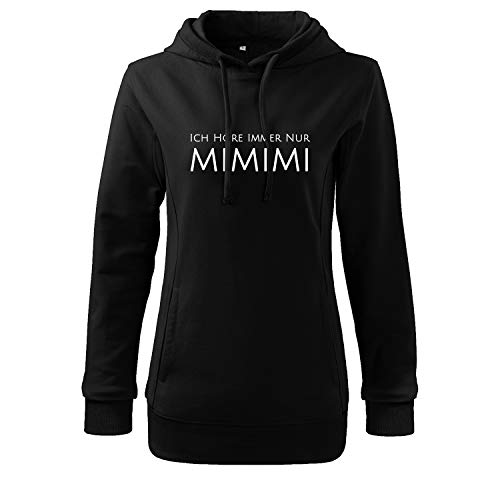 OwnDesigner Ich höre Immer nur mimimi Hoodie Damen mit Aufdruck Zip Pullover Female (408 440 XL Schwarz) von OwnDesigner